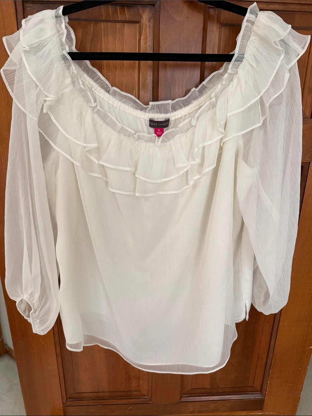 Vince Camuto White Ruffle Off-Shoulder Blouse
